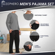 SLEEPHERO Crew Neck Long Sleeve Tee Shirt with Knit Pajama Pants with Pockets