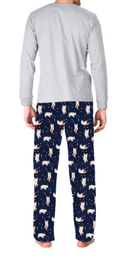 SLEEPHERO Crew Neck Long Sleeve Tee Shirt with Fleece Pajama Pants with Pockets