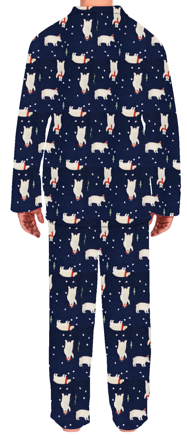 SLEEPHERO Traditional Fleece Long Sleeve Button Down Shirt with Fleece Pajama Pants with Pockets