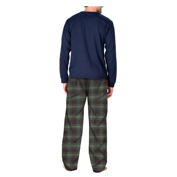 SLEEPHERO Men’s Pajama Set 2 Piece PJ with Henley Long Sleeve Tee and Flannel Pants