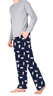 SLEEPHERO Crew Neck Long Sleeve Tee Shirt with Fleece Pajama Pants with Pockets