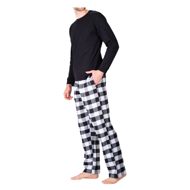 SLEEPHERO Men’s Pajama Set 2 Piece PJ with Henley Long Sleeve Tee and Flannel Pants