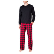 SLEEPHERO Crew Neck Long Sleeve Tee Shirt with Flannel Pajama Pants with Pockets