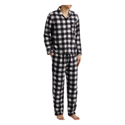 SLEEPHERO Traditional Fleece Long Sleeve Button Down Shirt with Fleece Pajama Pants with Pockets