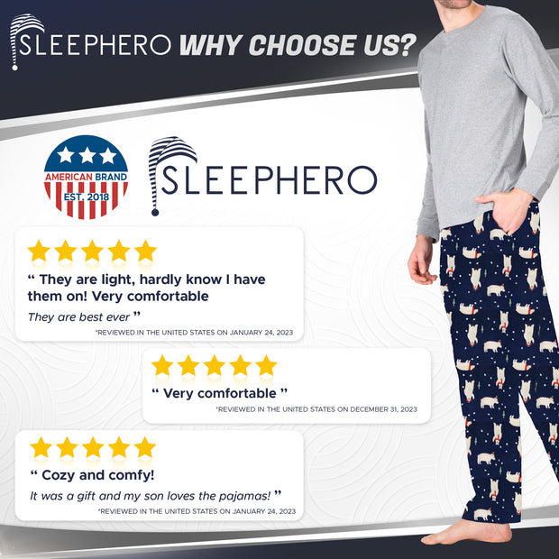 SLEEPHERO Crew Neck Long Sleeve Tee Shirt with Fleece Pajama Pants with Pockets