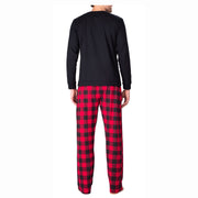 SLEEPHERO Crew Neck Long Sleeve Tee Shirt with Flannel Pajama Pants with Pockets