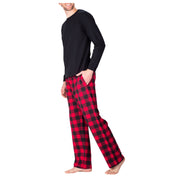 SLEEPHERO Crew Neck Long Sleeve Tee Shirt with Flannel Pajama Pants with Pockets