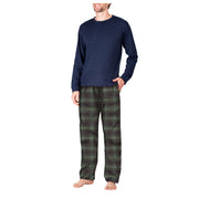 SLEEPHERO Crew Neck Long Sleeve Tee Shirt with Flannel Pajama Pants with Pockets