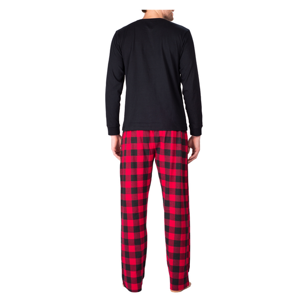 SLEEPHERO Men’s Pajama Set 2 Piece PJ with Henley Long Sleeve Tee and Flannel Pants