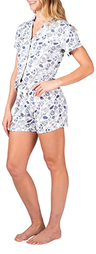 Women's Pajama Sets Pajamas For Women Shorts Set Notched Collar Button Up Pajamas for Women with Matching Shorts