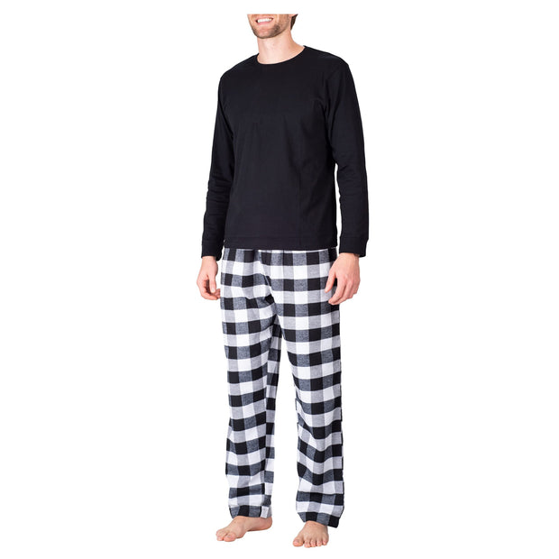 SLEEPHERO Crew Neck Long Sleeve Tee Shirt with Flannel Pajama Pants with Pockets