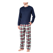 SLEEPHERO Men’s Pajama Set 2 Piece PJ with Henley Long Sleeve Tee and Flannel Pants