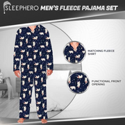 SLEEPHERO Traditional Fleece Long Sleeve Button Down Shirt with Fleece Pajama Pants with Pockets