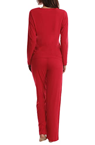 Blis Pajama Sets for Women Soft Women Pajama Sets Long Sleeve PJ Set with Satin Trim and Matching Pant Set