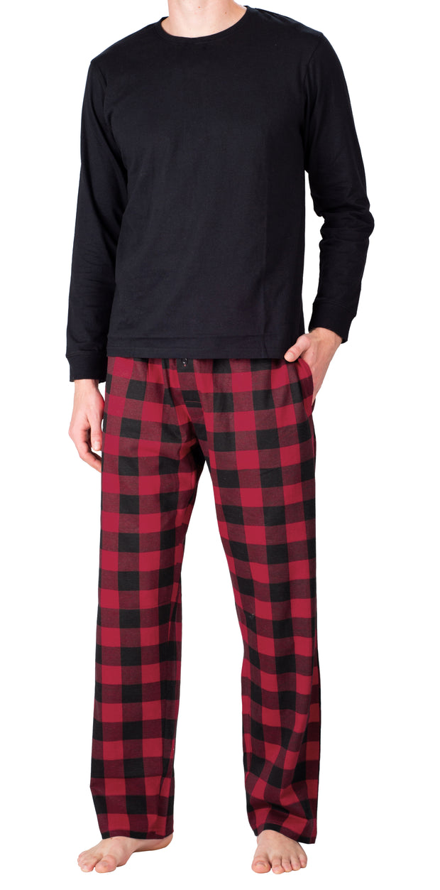 SLEEPHERO Crew Neck Long Sleeve Tee Shirt with Fleece Pajama Pants with Pockets