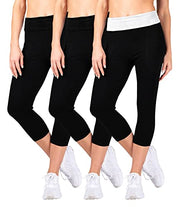 Blis Workout Leggings for Women Fold Over Maternity Leggings Yoga Pants for Women Capri Length 3 Packs Available