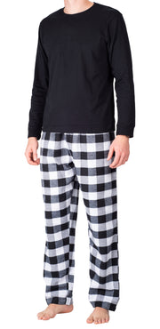 SLEEPHERO Crew Neck Long Sleeve Tee Shirt with Fleece Pajama Pants with Pockets