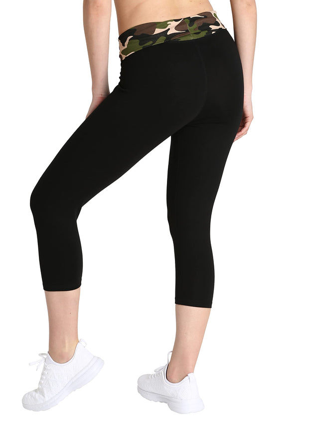 Blis Workout Leggings for Women Fold Over Maternity Leggings Yoga Pants for Women Capri Length 3 Packs Available